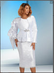 DONNA VINCI COUTURE STYLE 5843,WHITE, 3PC. JACKET, CAMI & SKIRT SET