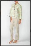 IC Collection 4678J Green One Button Front Jacquard Jacket Material: 65% Polyester, 20% Metallic, 15% Nylon.