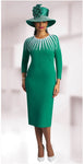 Lily and Taylor 788  Fine Knit Dress with Rhinestones Stunning Emerald White Color