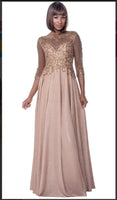 Annabelle Dress 8880 Special Occasion Gown 3/4 Length Sleeves Beautiful Appliques