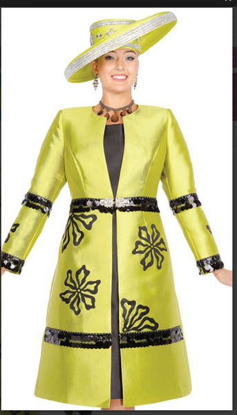 Champagne Italy 6108 2PC Dress And Long Coat Suit.  Special Occasion Suit