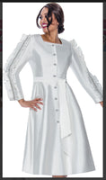 Dresses By Nubiano 12381 Long Sleeve Dress With Button Down Front