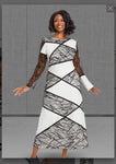 DONNA VINCI STYLE 12061,OFF-WHITE/BLACK,1PC. DRESS Exclusive Peach Skin Fabric