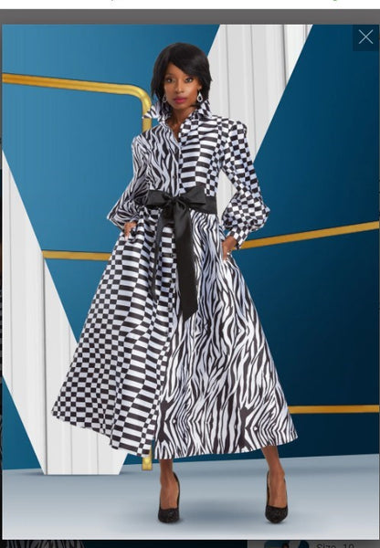 DONNA VINCI STYLE 12063,BLACK/WHITE,1PC. DRESS Exclusive Printed Silk Look Fabric