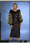 Donna Vinci Style 12123 2PC Black/Gold Jacket/Skirt Suit