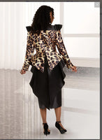 Donna Vinci Style 12137 Leopard And Black 2PC Jacket/Skirt