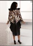 Donna Vinci Style 12137 Leopard And Black 2PC Jacket/Skirt