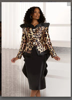 Donna Vinci Style 12137 Leopard And Black 2PC Jacket/Skirt