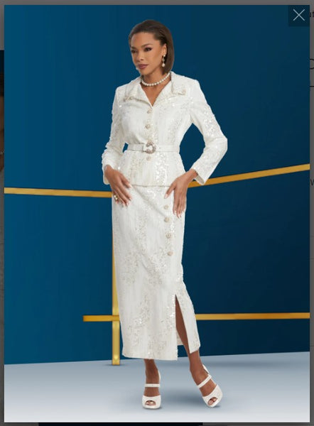 Donna Vinci Couture Style 5814,OFF-WHITE, 2pc. Jacket & Skirt Set