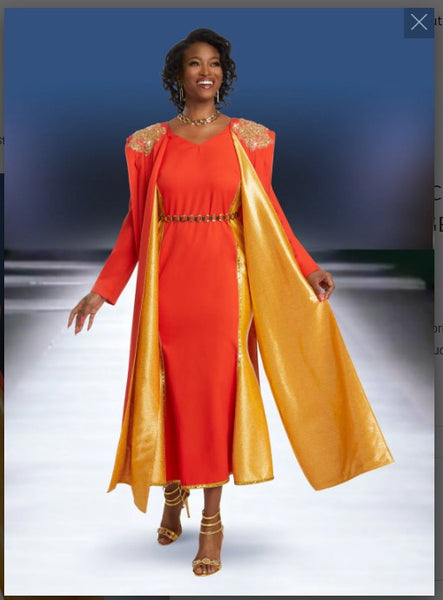 Donna Vinci Couture Style 5816,ORANGE/GOLD, 1pc. Dress