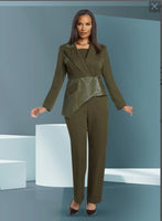 Donna Vinci Couture Style 5825,OLIVE, 2pc. Jacket & Pant Set