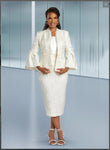 DONNA VINCI COUTURE STYLE 5852,OFF-WHITE, 3PC. JACKET, CAMI & SKIRT SET