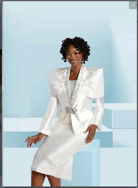 DONNA VINCI COUTURE STYLE 5854,WHITE, 3PC. JACKET, CAMI & SKIRT SET
