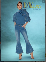 DONNA VINCI JEANS STYLE 8490, BLUE, 2 PC. Jacket/PANT