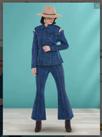 DONNA VINCI JEANS 8494 2PC Long Jacket/Pant Suit