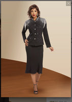 Donna Vinci KNITS Style 13377,BLACK, 2pc. Jacket & Skirt Set