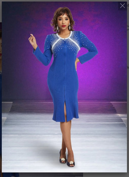 Donna Vinci KNITS Style 13380,ROYAL, 1pc. Dress