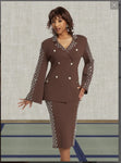 Donna Vinci KNITS Style 13389,BROWN, 2pc. Jacket & Skirt Set