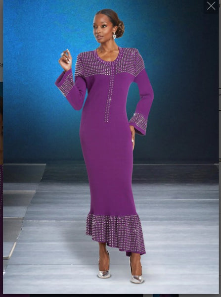 Donna Vinci KNITS Style 13393,PURPLE, 1pc. Dress