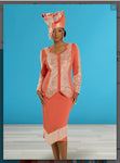 Donna Vinci Knit Style 13420  Pumpkin/Peach 2PC Jacket/Skirt Set