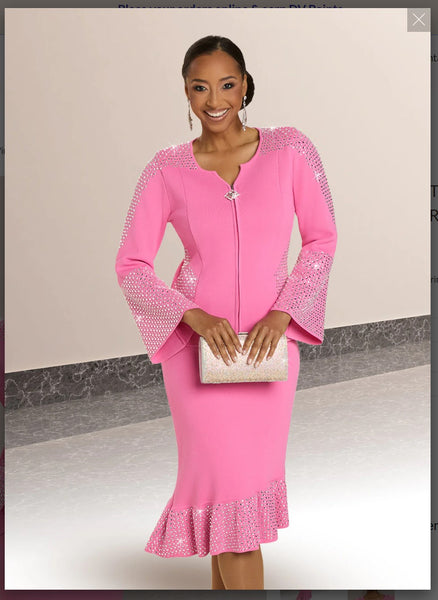 Donna Vinci Knit Style 13421 Pink 2PC Jacket/Skirt Suit