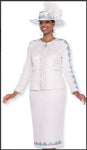 Elite Champagne 5962 2PC Knit Church Suit Zip Front Jacket With Rhinestone Pattern