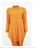 IC Collection 4759T 1PC Soft Knit Crepe Fabrication  Mock Neckline