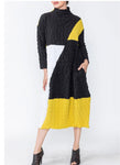 IC Collection 6004D 1PC Long Sleeve Dress COLOR BLOCK MOCK NECK LONG SLEEVE