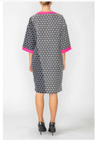 IC Collection 6054D DOT JACQUARD ZIPPERED SHOULDER CACOON DRESS