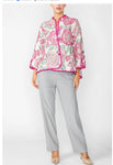IC Collection 6097J EMBO JACQUARD COLLARLESS 3/4 SLV. ONE BUTTON JACKET
