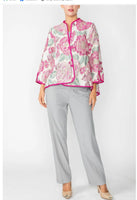 IC Collection 6097J EMBO JACQUARD COLLARLESS 3/4 SLV. ONE BUTTON JACKET