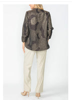 IC Collection 6706J Metallic Jacquard Asymmetric Jacket One Button Jacket