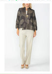 IC Collection 6706J Metallic Jacquard Asymmetric Jacket One Button Jacket