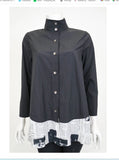 IC Collection 6919B 1PC Long Sleeve Blouse With White Prints. Long Back