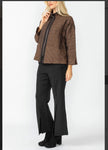 IC Collection 6920J Brown Drop Sleeve Zip Jacket Long Sleeves.