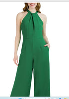 JULIA JORDAN JJ36624 1PC Crossed Neck Keyhole Racerback Solid Crepe Jumpsuit