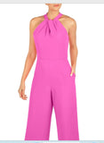 JULIA JORDAN JJ36624 1PC Crossed Neck Keyhole Racerback Solid Crepe Jumpsuit