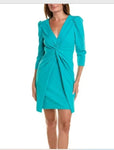 JULIA JORDAN JJ39217 1PC  Puffed-Shoulder Twist-Front Crepe Dress