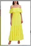 JULIA JORDAN JJ39452  Off-The-Shoulder Tiered Chiffon Maxi Dress