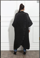 Luxe Moda LM-388 - Black - Long Open Quilted Cardigan with Pockets