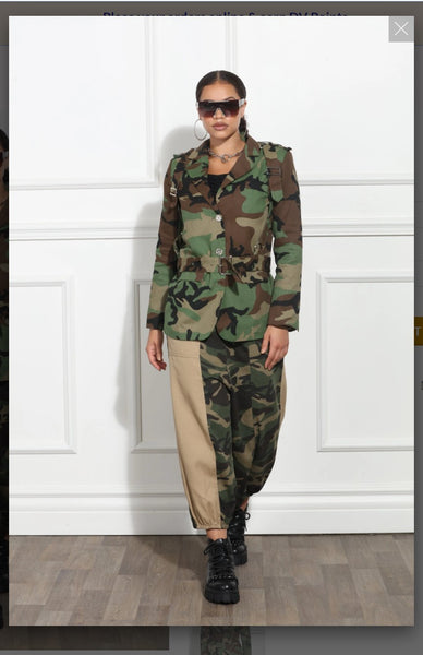 Luxe Moda LM-391 - Camo - Button Down Belted Camo Jacket