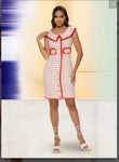 LOVE THE QUEEN STYLE 17482-D,CORAL/WHITE,1 PC. DRESS