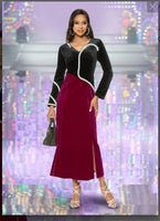 LOVE THE QUEEN STYLE 17490,BLACK/WINE,1 PC. DRESS
