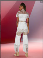 Love The Queen 17541 1PC Jumpsuit With Exclusive Lace Fabric Designed With Solid Woven Fabric