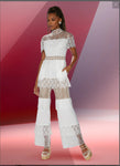 Love The Queen 17541 1PC Jumpsuit With Exclusive Lace Fabric Designed With Solid Woven Fabric