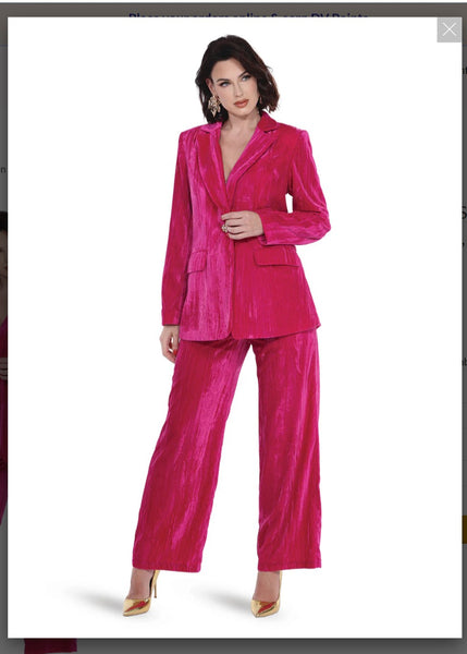 Love The Queen Style 17573 2PC Raspberry Jacket And Pant Set