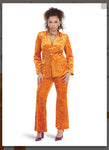 Love The Queen Style 17574 2PC Orange Jacket And Pant Set