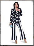 Love The Queen Style 17575 2PC Black/White Jacket/Pant Suit