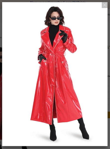 Love The Queen Style 17579 1PC Red Trench Jacket