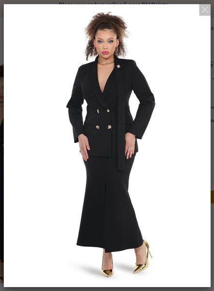 Love The Queen Style 17583 Black 2PC Jacket/Skirt Set